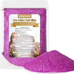 HEMOER Lavender Holographic Extra Fine Glitter Multi Purpose 100g / 3.5oz for use with Resin Arts & Crafts Wine Glass Decoration Weddings Cards Flowers Slime Cosmetic Face Eye Body Nails Skin Hair in Kuwait