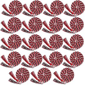 Riakrum 18 Pieces Graduation Cords Bulk 2025 Graduation Polyester Yarn Honor 67 Inch Braided Honor Cords with Tassels for College Students(Red and White)