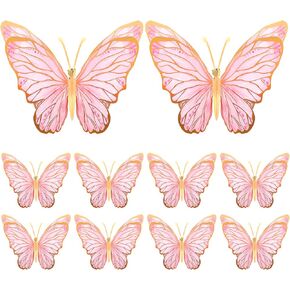 Geyee 10 Pcs Large Butterfly Centerpieces for Tables Butterfly Party Decorations 3D Paper Butterfly Table Toppers Centerpieces Wall Decor for Birthday Baby Shower Wedding Party Supplies(Pink)