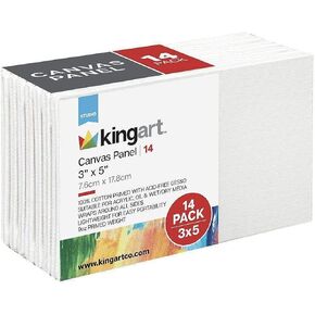 KINGART 819-14 White 3" x 5" Artist Canvas Boards, Value Pack of 14 Rectangular Panels, Gesso Primed - 100% Cotton, Art Supplies for Oil and Acrylic Painting in Saudi Arabia