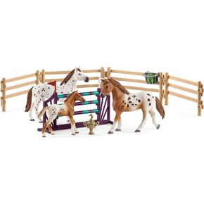 Schleich Horse Club, 11-Piece Playset, Horse Toys for Girls and Boys 5-12 years old Lisa’s Tournament Training with Appaloosas in Saudi Arabia