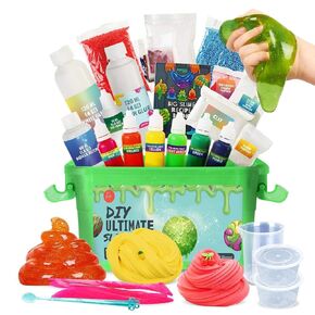 Kicko Slime Making Set Ultimate DIY - 56 Piece Slime Kit with Storage Box - Fluffy, Beads, Glitter, Glue, Glow in The Dark, Color Dyes - for Boys, Girls, Party Favors in Saudi Arabia