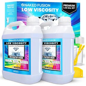 NAKED FUSION راتنجات الإيبوكسي، راتنجات فنية حرفية، صب كريستال شفاف من CRAFTERS RESIN، قوالب سيليكون، زهور، DIY، خشب فني، طاولة النهر، سطح الطاولة، آمن للطعام، غير سامة مقاومة للحرارة - مجموعة 1.06 جالون in Kuwait