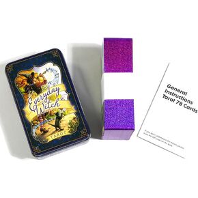 Atesswy Everyday Witch Tarot Deck in A Tin - Gilded Limited Edition | 78 Whimsical Cards with Purple Edges | Tarot Kit with Guidebook for Beginners and Witches (4.06" x 2.36") in Kuwait