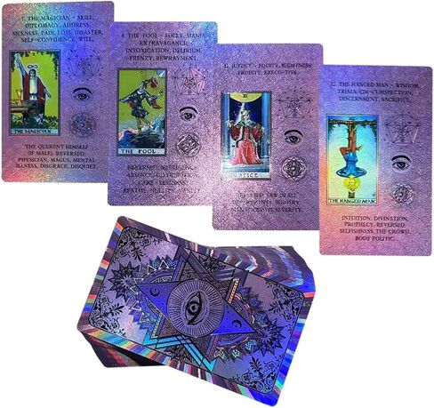 Tarot Cards Deck, Luxury Tarot Card Deck, Splendid Classic Tarot Deck, Durable Waterproof Gold Foil Tarot Decks for Beginners (Holographic Pink with Meanings on Cards) in Saudi Arabia