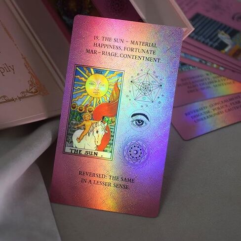 Tarot Cards Deck, Luxury Tarot Card Deck, Splendid Classic Tarot Deck, Durable Waterproof Gold Foil Tarot Decks for Beginners (Holographic Pink with Meanings on Cards) in Saudi Arabia