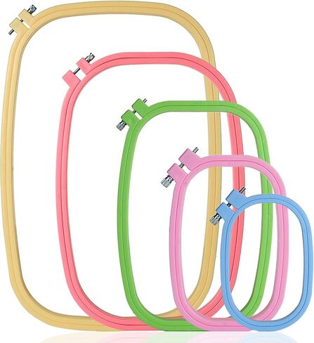 FVIEXE 5PCS Square Embroidery Hoops Set Rectangular, ABS Plastic Cross Stitch Hoop 5 Inch 6 Inch 10 Inch 13 Inch 16 Inch Embroidery Hoop for Art Craft Handy Sewing (Pack of 5 Sizes) in Kuwait