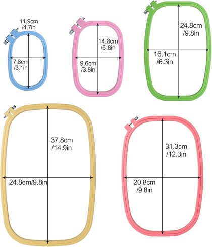 FVIEXE 5PCS Square Embroidery Hoops Set Rectangular, ABS Plastic Cross Stitch Hoop 5 Inch 6 Inch 10 Inch 13 Inch 16 Inch Embroidery Hoop for Art Craft Handy Sewing (Pack of 5 Sizes) in Kuwait