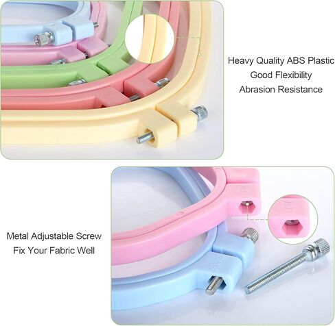 FVIEXE 5PCS Square Embroidery Hoops Set Rectangular, ABS Plastic Cross Stitch Hoop 5 Inch 6 Inch 10 Inch 13 Inch 16 Inch Embroidery Hoop for Art Craft Handy Sewing (Pack of 5 Sizes) in Kuwait