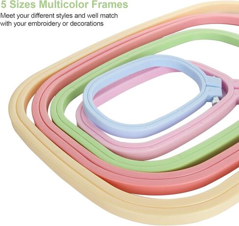 FVIEXE 5PCS Square Embroidery Hoops Set Rectangular, ABS Plastic Cross Stitch Hoop 5 Inch 6 Inch 10 Inch 13 Inch 16 Inch Embroidery Hoop for Art Craft Handy Sewing (Pack of 5 Sizes) in Kuwait