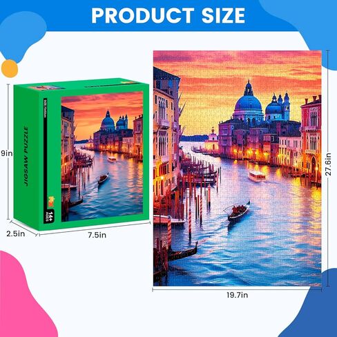 لغز Edsjegn 1000 قطعة للبالغين، ألغاز الصور المقطوعة 1000 قطعة، ألغاز للبالغين 1000 قطعة وما فوق، ألغاز صعبة، ألعاب ألغاز، ألغاز غروب الشمس في البندقية in Kuwait