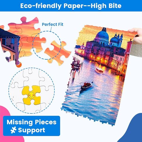 لغز Edsjegn 1000 قطعة للبالغين، ألغاز الصور المقطوعة 1000 قطعة، ألغاز للبالغين 1000 قطعة وما فوق، ألغاز صعبة، ألعاب ألغاز، ألغاز غروب الشمس في البندقية in Kuwait