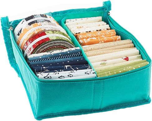 حقيبة تخزين ميسوري ستار للأقمشة مسبقة القطع لخياطة اللحف | منظم صندوق الخياطة يحمل أرباع الدهون، وحزم السحر، وكعك الطبقات | حقيبة حمل من القماش مع فواصل قابلة للإزالة، وردي صغير، NOT4569 in Kuwait