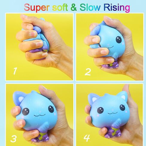 زدزدزد مجموعة العاب اسفنجية بتصميم مجرة بطيئة الارتفاع من سكويشيز - 6 قطع من العاب اسفنجية ناعمة بتصميم قطة وباندا وحيد القرن وديناصور وحيوانات اسفنجية لتخفيف التوتر للاولاد والبنات in Kuwait