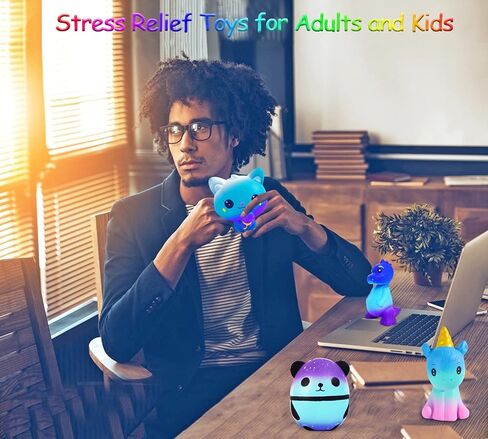 زدزدزد مجموعة العاب اسفنجية بتصميم مجرة بطيئة الارتفاع من سكويشيز - 6 قطع من العاب اسفنجية ناعمة بتصميم قطة وباندا وحيد القرن وديناصور وحيوانات اسفنجية لتخفيف التوتر للاولاد والبنات in Kuwait