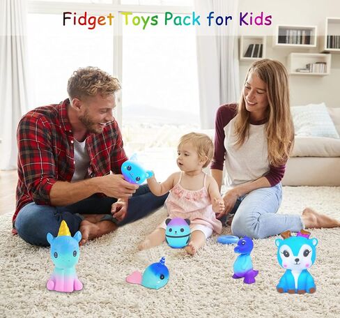 زدزدزد مجموعة العاب اسفنجية بتصميم مجرة بطيئة الارتفاع من سكويشيز - 6 قطع من العاب اسفنجية ناعمة بتصميم قطة وباندا وحيد القرن وديناصور وحيوانات اسفنجية لتخفيف التوتر للاولاد والبنات in Kuwait