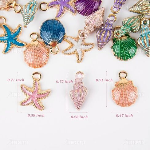 AUEAR, Ocean Starfish Conch Seashell Enamel Charms Pendants for DIY Jewelry Making in Kuwait