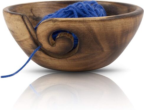 Handcrafted Wooden Yarn Knitting Crochet Bowl Holder for Skien Yarn Balls Decorative Storage Organizer Crocheting Needlework Knitting Accessories Kit Supplies Sturdy Non Slip Gifts for Mother Her in Saudi Arabia