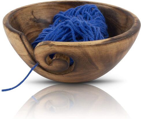 Handcrafted Wooden Yarn Knitting Crochet Bowl Holder for Skien Yarn Balls Decorative Storage Organizer Crocheting Needlework Knitting Accessories Kit Supplies Sturdy Non Slip Gifts for Mother Her in Saudi Arabia