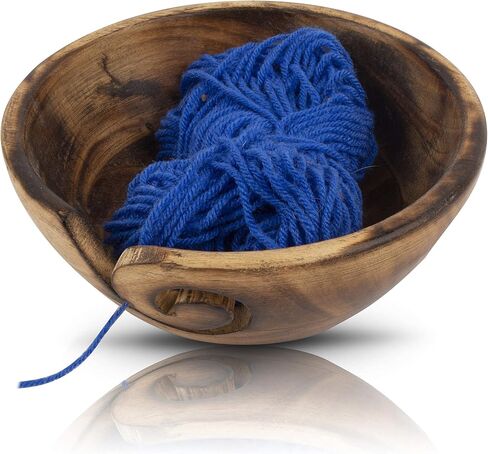 Handcrafted Wooden Yarn Knitting Crochet Bowl Holder for Skien Yarn Balls Decorative Storage Organizer Crocheting Needlework Knitting Accessories Kit Supplies Sturdy Non Slip Gifts for Mother Her in Saudi Arabia