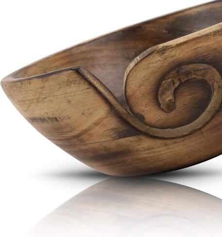 Handcrafted Wooden Yarn Knitting Crochet Bowl Holder for Skien Yarn Balls Decorative Storage Organizer Crocheting Needlework Knitting Accessories Kit Supplies Sturdy Non Slip Gifts for Mother Her in Saudi Arabia