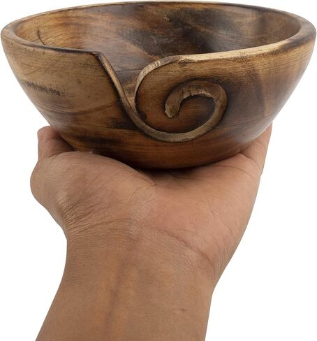 Handcrafted Wooden Yarn Knitting Crochet Bowl Holder for Skien Yarn Balls Decorative Storage Organizer Crocheting Needlework Knitting Accessories Kit Supplies Sturdy Non Slip Gifts for Mother Her in Saudi Arabia