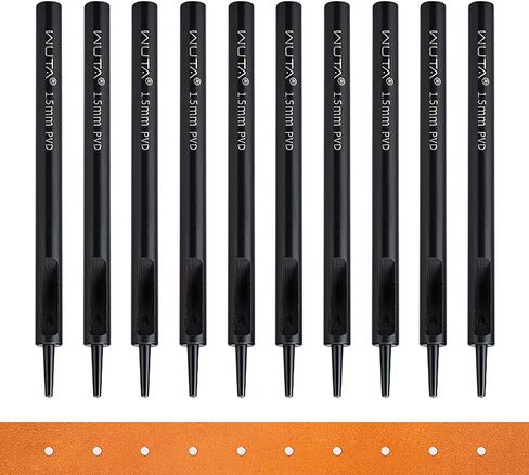 WUTA PVD Coated Leather Hole Punch Set (0.5mm-5mm), High-Carbon Steel Precision Round Punches for Belt & Watch Strap Making, Rust-Resistant Sharp Edge Craft Tools 1+1.5+2+3+4+5mm (6pcs) in Kuwait