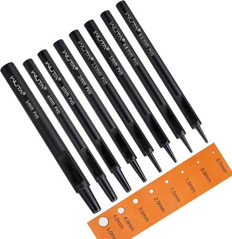 WUTA 10pcs Leather Punches Round Hole Puncher Plating Titanium Hollow Punching Tool Working for Watch Band, Fabric, Plastic (0.5+1+1.5+2+2.5+3+3.5+4+4.5+5mm) in Saudi Arabia