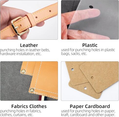 WUTA 10pcs Leather Punches Round Hole Puncher Plating Titanium Hollow Punching Tool Working for Watch Band, Fabric, Plastic (0.5+1+1.5+2+2.5+3+3.5+4+4.5+5mm) in Saudi Arabia