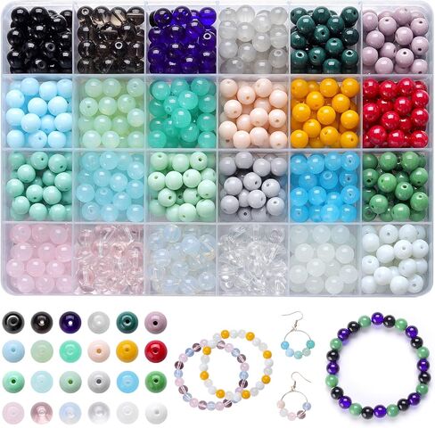 600 قطعة من الخرز الزجاجي لصنع المجوهرات، مجموعة صنع الأساور، خرز كريستالي مختلط، خرزة علاجية، أحجار كريمة طبيعية فضفاضة، لقلادة سوار DIY، زيت أساسي (خرز زجاجي) in Kuwait