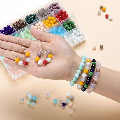 600 قطعة من الخرز الزجاجي لصنع المجوهرات، مجموعة صنع الأساور، خرز كريستالي مختلط، خرزة علاجية، أحجار كريمة طبيعية فضفاضة، لقلادة سوار DIY، زيت أساسي (خرز زجاجي) in Kuwait