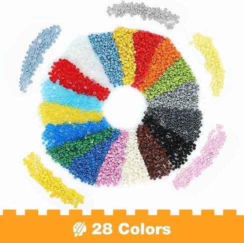 2800PCS Pixel Bricks, 1X1 Round Plates - 28 Colors Building Blocks Parts and Pieces - Pixel Arts Dots Bulk Studs Accessories Kit Compatible with Major Brand 98138, Multicolored 2 in Kuwait