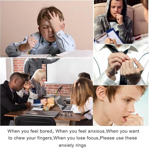 RINHOO FRIENDSHIP 5 قطع من حلقة التململ للقلق للنساء، حلقة مضادة للقلق مع خرز ذهبي/فضي/ذهبي وردي قابل للتعديل لتخفيف التوتر للأولاد والبنات in Kuwait