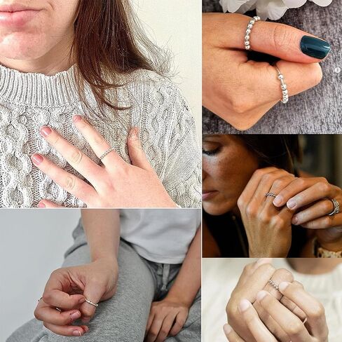 RINHOO FRIENDSHIP 5 قطع من حلقة التململ للقلق للنساء، حلقة مضادة للقلق مع خرز ذهبي/فضي/ذهبي وردي قابل للتعديل لتخفيف التوتر للأولاد والبنات in Kuwait