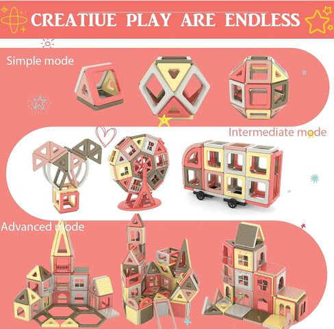 AOMACO 128PCS Magnetic Tiles 3D Castle Magnetic Building Blocks STEM Learning Toys for Kids Magnet Stacking Blocks for Girls & Boys Brain Development Preschool Educational Toys Gift in Saudi Arabia