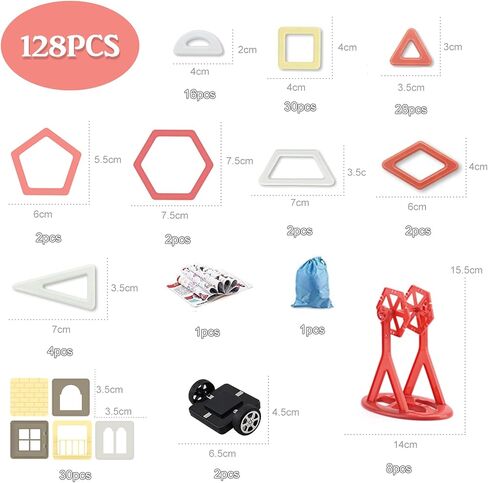 AOMACO 128PCS Magnetic Tiles 3D Castle Magnetic Building Blocks STEM Learning Toys for Kids Magnet Stacking Blocks for Girls & Boys Brain Development Preschool Educational Toys Gift in Saudi Arabia