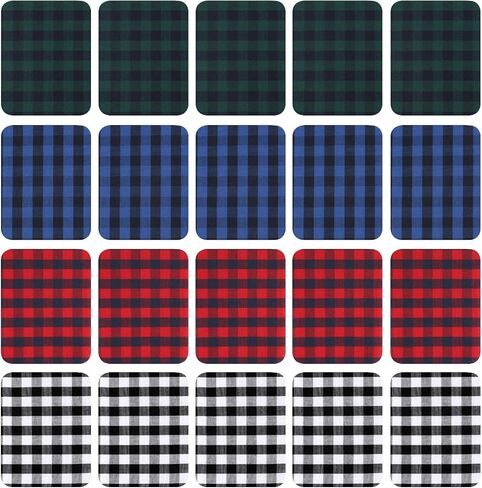 20 PCS Plaid Jean Patches for Ripped Jeans Iron on Patches for Clothes Jeans Inside Iron on Fabric Repair Patch for Pants Clothing 4 Styles 3.8x4.9 Inch in Kuwait