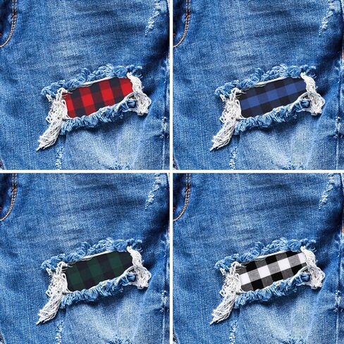20 PCS Plaid Jean Patches for Ripped Jeans Iron on Patches for Clothes Jeans Inside Iron on Fabric Repair Patch for Pants Clothing 4 Styles 3.8x4.9 Inch in Kuwait