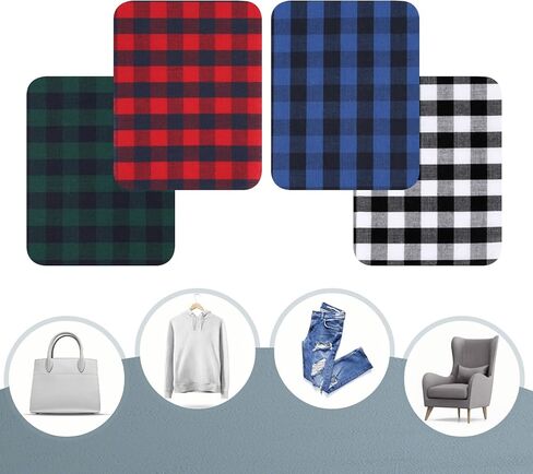 20 PCS Plaid Jean Patches for Ripped Jeans Iron on Patches for Clothes Jeans Inside Iron on Fabric Repair Patch for Pants Clothing 4 Styles 3.8x4.9 Inch in Kuwait