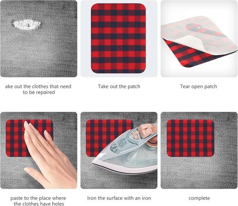 20 PCS Plaid Jean Patches for Ripped Jeans Iron on Patches for Clothes Jeans Inside Iron on Fabric Repair Patch for Pants Clothing 4 Styles 3.8x4.9 Inch in Kuwait