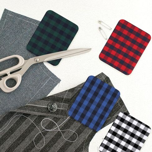 20 PCS Plaid Jean Patches for Ripped Jeans Iron on Patches for Clothes Jeans Inside Iron on Fabric Repair Patch for Pants Clothing 4 Styles 3.8x4.9 Inch in Kuwait