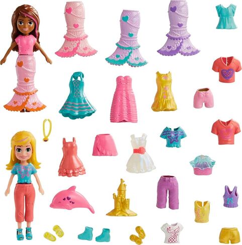 Polly Pocket Travel Toy with Two (3-Inch) Dolls & 25 Accessories, Outer Space Fashion Pack with 2 Glow-In-The-Dark Pieces in Saudi Arabia