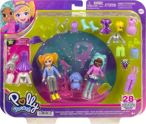 Polly Pocket Travel Toy with Two (3-Inch) Dolls & 25 Accessories, Outer Space Fashion Pack with 2 Glow-In-The-Dark Pieces in Saudi Arabia