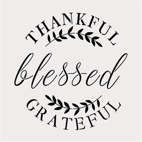 استنسل حروف كبيرة ممتنة ممتنة مباركة للرسم على الخشب والقماش والجدران والأرضيات والأقمشة والأثاث، ولافتات خشبية للطلاء، ديكور منزلي DIY، استنسل بلاستيكي قابل لإعادة الاستخدام (12 بوصة × 12 بوصة) in Kuwait