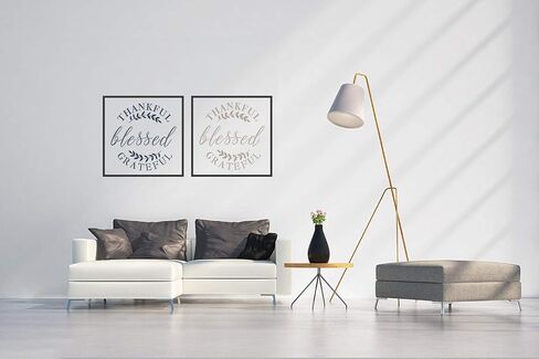 استنسل حروف كبيرة ممتنة ممتنة مباركة للرسم على الخشب والقماش والجدران والأرضيات والأقمشة والأثاث، ولافتات خشبية للطلاء، ديكور منزلي DIY، استنسل بلاستيكي قابل لإعادة الاستخدام (12 بوصة × 12 بوصة) in Kuwait