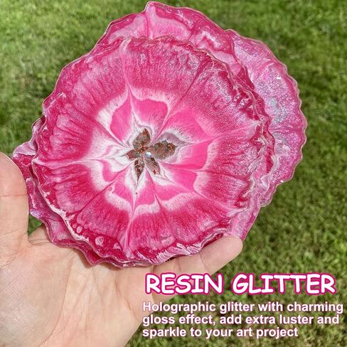 HEMOER Lavender Holographic Extra Fine Glitter Multi Purpose 100g / 3.5oz for use with Resin Arts & Crafts Wine Glass Decoration Weddings Cards Flowers Slime Cosmetic Face Eye Body Nails Skin Hair in Kuwait