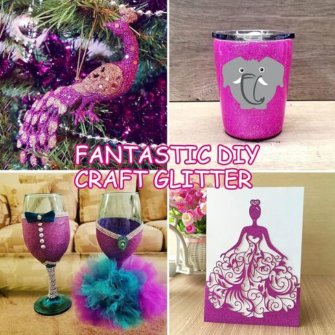 HEMOER Lavender Holographic Extra Fine Glitter Multi Purpose 100g / 3.5oz for use with Resin Arts & Crafts Wine Glass Decoration Weddings Cards Flowers Slime Cosmetic Face Eye Body Nails Skin Hair in Kuwait