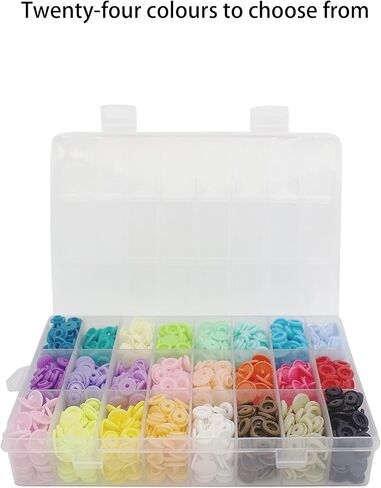 XUFAN Snaps and Snap Pliers Sets 360sets Plastic Snaps Fasteners Sets (24 Colors) T5 Plastics Snaps Buttons No-Sew Buttons Fasteners Snap Press Pliers in Kuwait