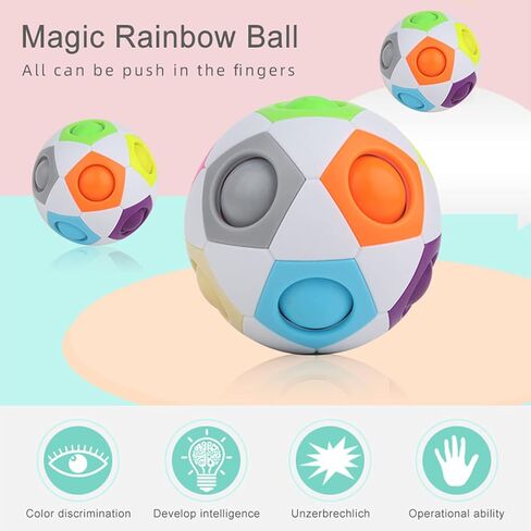 Roxenda Speed Cube Set, Speed Cube Bundle of 2x2 3x3 Megaminx Pyramid Cube and Magic Rainbow Ball Smoothly Magic Cubes Collection for Kids & Adults [5 Pack] (Stickerless) in Kuwait
