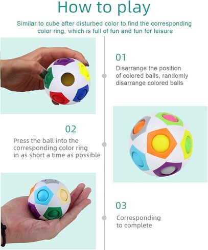 Roxenda Speed Cube Set, Speed Cube Bundle of 2x2 3x3 Megaminx Pyramid Cube and Magic Rainbow Ball Smoothly Magic Cubes Collection for Kids & Adults [5 Pack] (Stickerless) in Kuwait